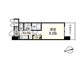 S-RESIDENCE宇品海岸 1Kの間取図画像