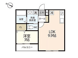 ViVi廿日市 1LDKの間取図画像