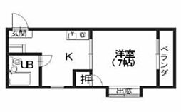 ハイム坂本 1Kの間取図画像