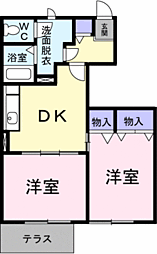 サンフィールド 2DKの間取図画像
