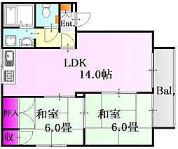 フレグランス串戸A 2LDKの間取図画像
