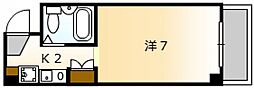 クリエーション中広 1Kの間取図画像