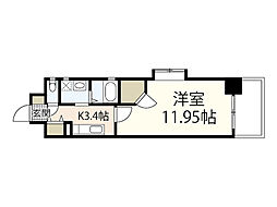 ロアール松川町 1Kの間取図画像