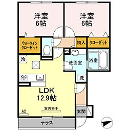 セジュール西条A 2LDKの間取図画像