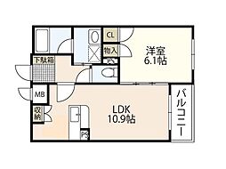 カーサグランデ3 1LDKの間取図画像
