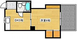 WASHU舟入本町ビル 1DKの間取図画像