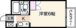 楠木サンバレー ワンルームの間取図画像