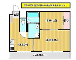 鈴木ビル 2DKの間取図画像