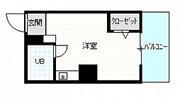 第6シモビル ワンルームの間取図画像
