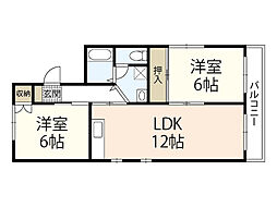 セジュール庚午A 2LDKの間取図画像