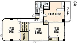 ウィンディア八幡 3LDKの間取図画像