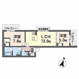 Famillechateau 2LDKの間取図画像