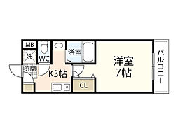 イマニシビル 1Kの間取図画像