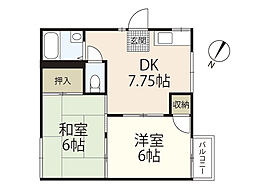 グラティアK 2DKの間取図画像