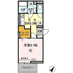アップスD-IV 1DKの間取図画像