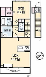 リバーフォレスト五日市 1LDKの間取図画像