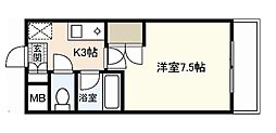 LUSSO祇園 1Kの間取図画像