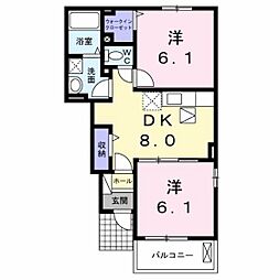 ネスポロ 2DKの間取図画像