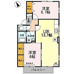 グレース東山本 2LDKの間取図画像