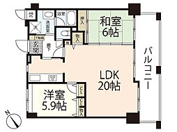 アーバンビュー平和公園 2LDKの間取図画像