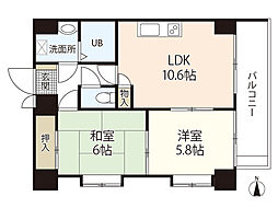 グランディール三篠 2LDKの間取図画像