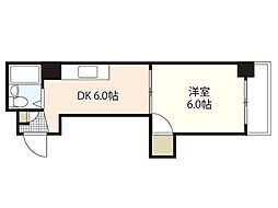 宇品川手ビル 1Kの間取図画像