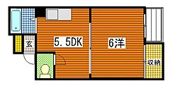 コーポラス丸吉 1階1DKの間取り
