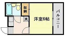 梶本ビル 3階1Kの間取り