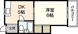 WASHU舟入本町ビル 1DKの間取図画像