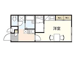 レオパレスソナタ 1階1Kの間取り