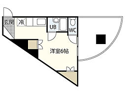 久保田ビル 2階ワンルームの間取り