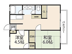 ハルハレーン 1階2LDKの間取り