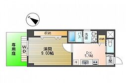 Moi.府中 1階1DKの間取り