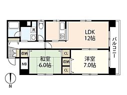 幟町　宮本ビル 6階2LDKの間取り