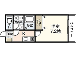 I Jigozen 1階1Kの間取り