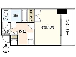 アベニュー牛田新町 3階1Kの間取り