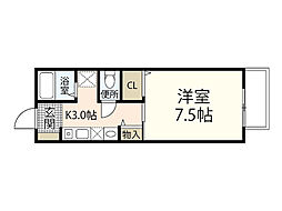 セレスト瀬の川 1階1Kの間取り