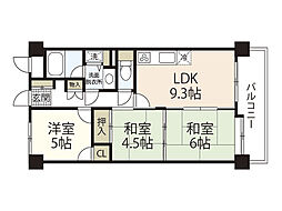 ダイアパレス小町 8階3LDKの間取り