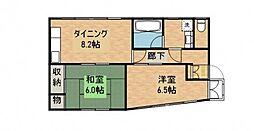 福元屋ビル 3階2LDKの間取り