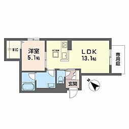 グリーンセント矢賀 1階1LDKの間取り