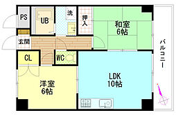 プラティーク川島 4階2LDKの間取り