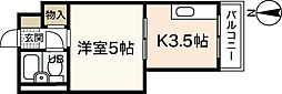 舟入　松尾ビル 6階1Kの間取り