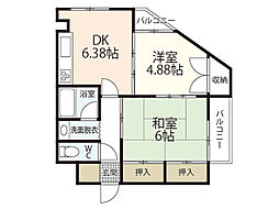 近藤ビル 3階2DKの間取り