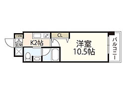 ウェスティン鉄砲町 4階1Kの間取り