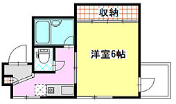 メゾン小町 3階1Kの間取り