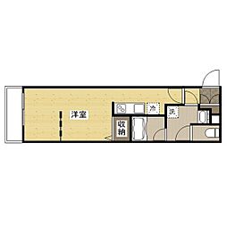 Branche宇品 4階ワンルームの間取り