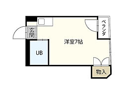 浜田ビル ワンルームの間取図画像