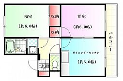 ロイヤルハウス西霞 4階2DKの間取り