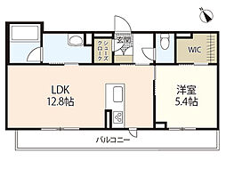 シャーメゾンKOGOII 2階1LDKの間取り