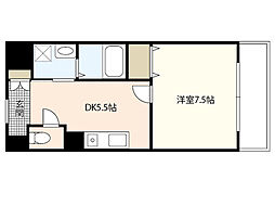 玉川ビル 2階1DKの間取り